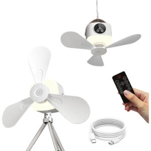 Ventilador De Pie Trípode Recargable 7200mah 4 Velocidades L Blanco