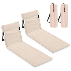 Sillas De Playa Plegables Beige 2 Unidades Portátiles 79 Cm Beige
