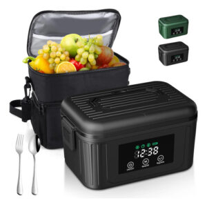 Fiambrera Eléctrica Inalámbrica 1.4l Calefactable Negro Negro