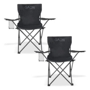 Sillas Plegables Portátiles 2 Unidades Lona Impermeable Negr Negro.