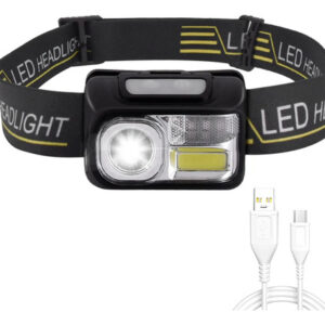 Lámpara Cabeza Led Recargable Usb 8 Modos Sensor Manos Libre Negro