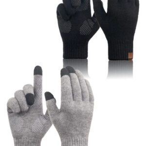 Guantes De Lana Merino Táctiles Invierno Unisex Negros Y Gri Negro/gris Talla Diseño De La Tela