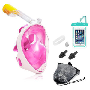 Máscara De Snorkel Facial Para Adultos Rosa Con Soporte De C Rosa S/m