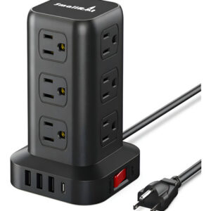 Torre Regleta Smallrt Negro 12 Tomas 4 Puertos Usb C Protección Sobretensiones