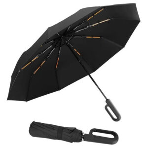 Paraguas Plegable Automático Negro Para Lluvia Y Sol Negro Diseño De La Tela