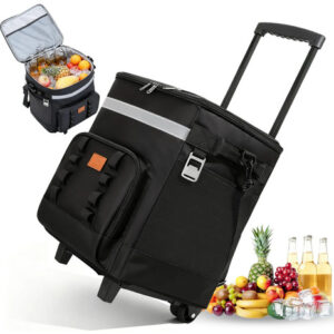 Hielera Portátil Con Ruedas 35l Impermeable Para Camping Negro