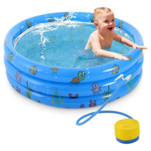 Piscina Infantil Hinchable Redonda 130 Cm Azul Rosa 3 Nivele Azul