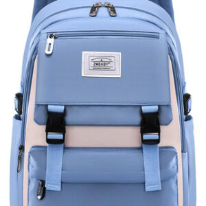 Mochila Escolar Gran Capacidad Azul Para Portátil 15 6 Pulga Azul Diseño De La Tela