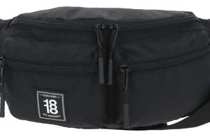 Cangurera Unisex Ajustable Amplia Bolsillos Negro 36x8x16 Cm Color Diseño De La Tela