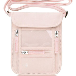 Portafolios De Viaje Con Bloqueo Rfid Para Cuello Rosado 19 Color Diseño De La Tela