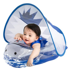 Flotador Inflable Para Bebé Con Toldo Solar Upf50 Azul Azul
