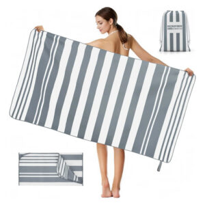 Toallas De Playa Microfibra 2 Piezas Secado Rápido Gris 160x Gris Nombre Del Diseño