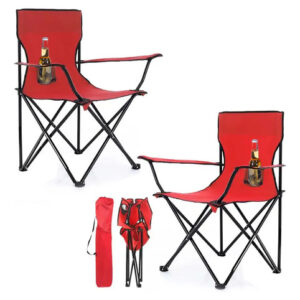 2 Sillas Plegables Ultraligeras Impermeables Para Camping Ro Rojo