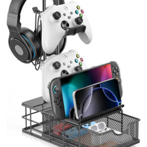 Soporte Auriculares Gaming Con Cajón Y Organizador De Cables