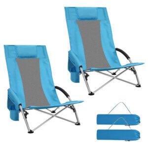 Sillas De Playa Plegables Alta Comodidad Paquete De 2 Azules Azul