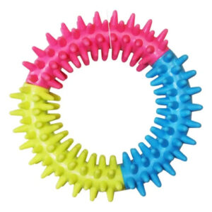 Juguete Aro Tricolor De Caucho Para Perros Chicos 11 Cm