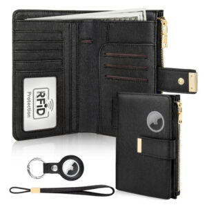 Soporte Para Pasaporte Con Airtag Y Bloqueo Rfid Negro 20 Cm Color Diseño De La Tela