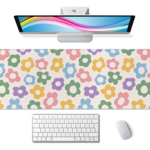 Alfombrilla Grande Para Juegos Antideslizante Flores 80 X 30 Coloridas Flores Groovy Diseño Impreso