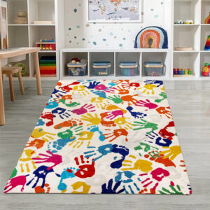 Alfombra Grande Antideslizante Para Niños 150 X 210 Cm Lavab (handprint) Nombre Del Diseño