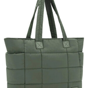 Bolsa Tote Mujer Casual Ligera Acolchada 37x16x33 Cm Verde Diseño De La Tela Acabado De Los Herrajes Color De La Correa De Hombro