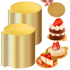 200 Mini Mesas Doradas Cartón 9cm Para Postres Y Tartas Color