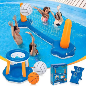 Juego Inflable De Voleibol Y Baloncesto Para Piscina 280 Cm Azul