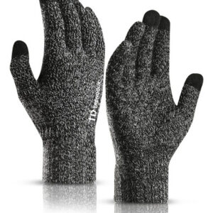 Guantes De Invierno Unisex Táctiles Forro Térmico Extra Gran Black White Talla