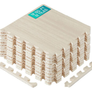 Tapete Para Ejercicio Grueso Piso Gym Espuma Eva 12 Ft2 D. 12 Pies Cuadrados (12 Baldosas) - Madera De Nogal Claro