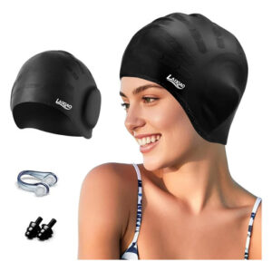 Gorro De Natación Silicona Pelo Largo Y Rizado Negro Tamaño Negro Diseño De La Tela Talla