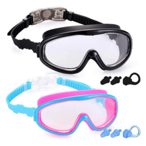 Paquete De 2 Anteojos De Natación Para Niños 3 A 15 Años Ant Negro & Azul/rosa