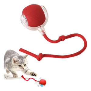 Juguete Interactivo Para Gatos Pelota Giratoria Recargable R Rojo