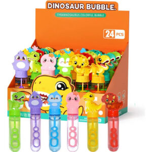 Varitas De Burbujas Dinosaurio Surtido De Fiesta 24 Pzs Rosa, Naranja, Amarillo, Verde, Azul, Morado