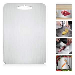 Tabla Para Picar Acero Inoxidable 39x28cm Doble Cara Titanio Nombre Del Diseño Plata