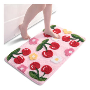 Anybar Alfombra De Bano Rosa, Bonita Alfombra De Bano De Cer Rosa Pálido Geométrico