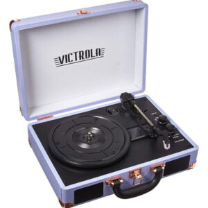 Tornamesa Bluetooth Bocinas Maletin Vintage Tocadiscos Vinyl Color Lila