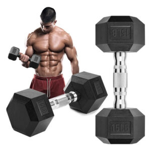 Mancuernas Hexagonales 15 Libras 2 Pcs Para Ejercicio En Cas Negro