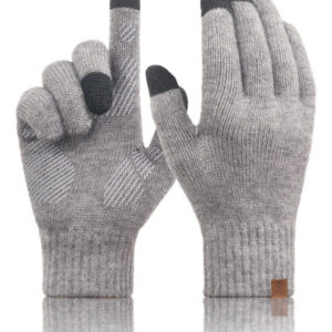 Guantes De Invierno De Lana Merina Táctiles Para Correr Gris Gris Talla