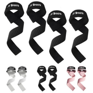 Correas De Levantamiento Silicona Antideslizante Para Gym 4 2 Negros + 2 Negros