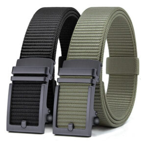 Cinturones Para Hombre 2 Piezas De Nailon Ajustables 125cm Negro Y Verde Militar Diseño De La Tela 125cm