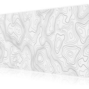 Alfombrilla De Mouse Grande Topográfica Xxl Para Juegos Blanco Diseño Impreso