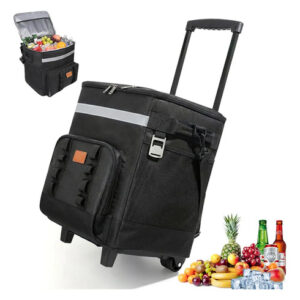 Hielera Plegable Con Ruedas Grande Para Camping Y Playa 33l Negro