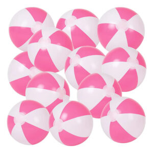 12 Bolas Inflables Rosa Y Blanco Para Playa Y Piscina 9 PuLG Rosa Y Blanco Nombre Del Diseño