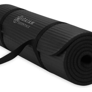 Tapete Grueso De Yoga 183x61x1 Cm Con Correa De Ajuste Negro