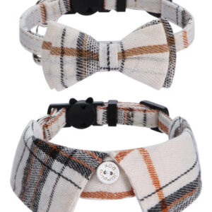 Juego De 2 Collares Ajustables Para Gato Con Corbatín Beige Beige Nombre Del Diseño Tamaño Del Collar