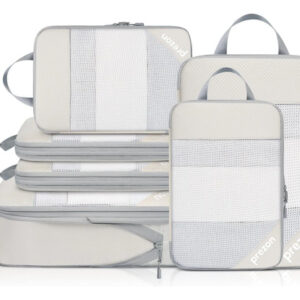 Juego De 8 Cubos De Compresión Para Viajes Ligeros Beige 6set-beige