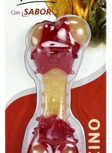 Juguete Dental Mediano Para Perro Sabor Tocino Hueso Rojo Rojo