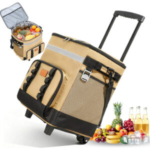 Hielera Portátil 35l Con Ruedas Impermeable Y Plegable Caqui