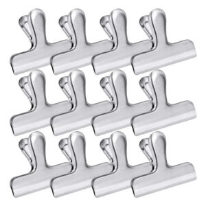 Clips De Bolsa De Acero Inoxidable 12 Pinzas 7 Cm Para Alime Plateado