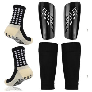 Juego 3 Piezas Espinilleras Y Calcetines Fútbol Antideslizan Talla Negro
