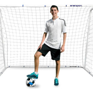 Portería De Fútbol Armable Metalica 244x177 Cm Para Entrenam Blanco